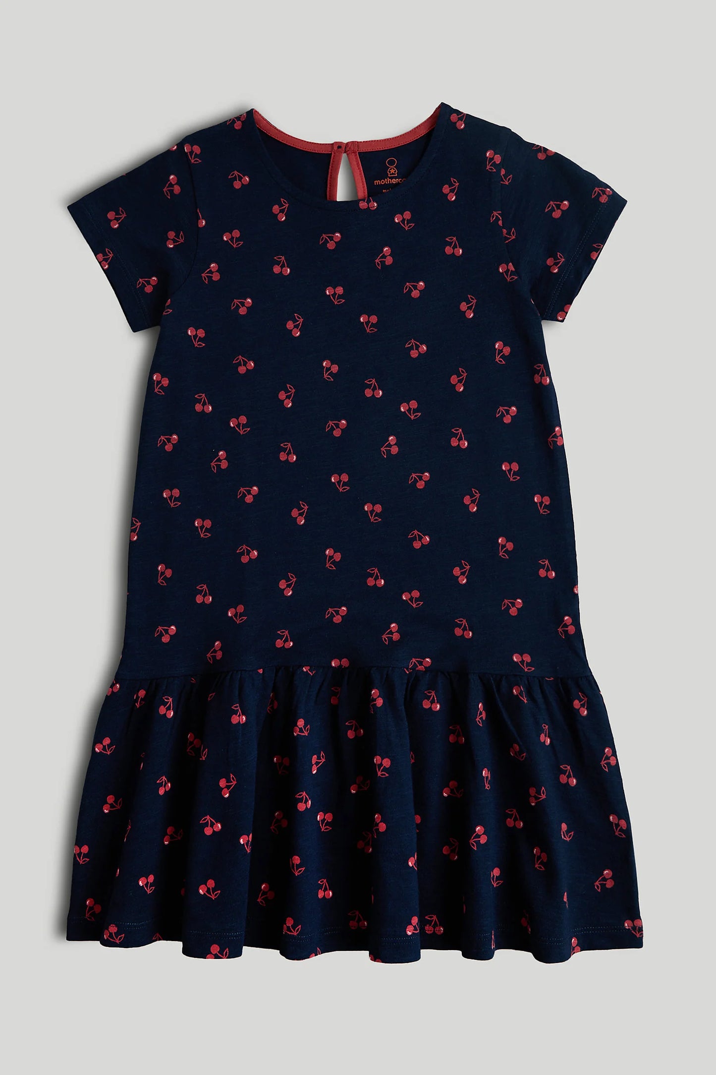 Navy Cherry Jersey Dress