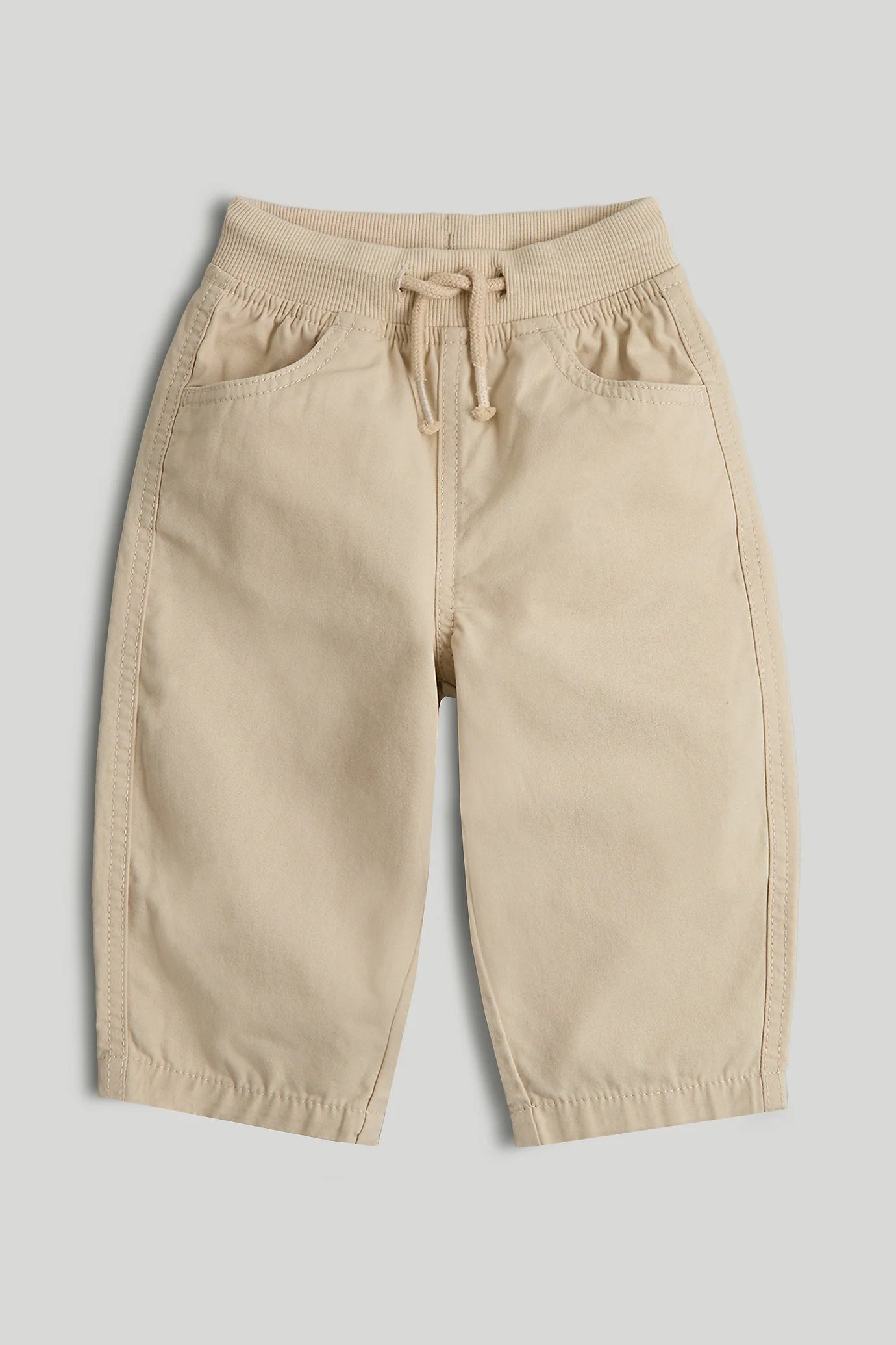 Beige Barrel-Leg Trousers