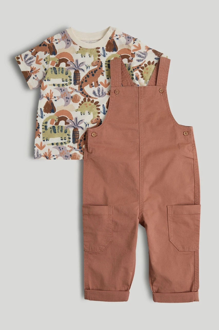 Dinosaur Dungarees and T-Shirt Outfit