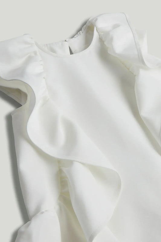 White Flutter Occasion Dress