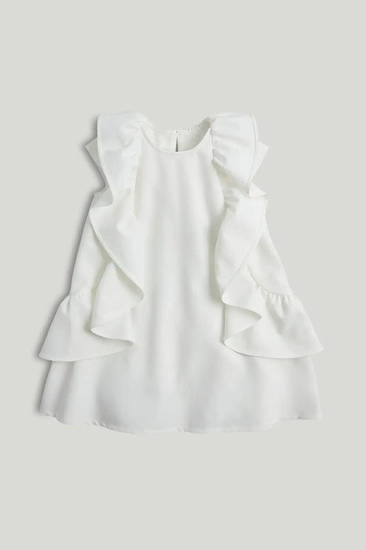 White Flutter Occasion Dress
