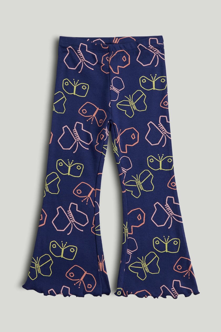 Navy Butterfly Flared Leggings
