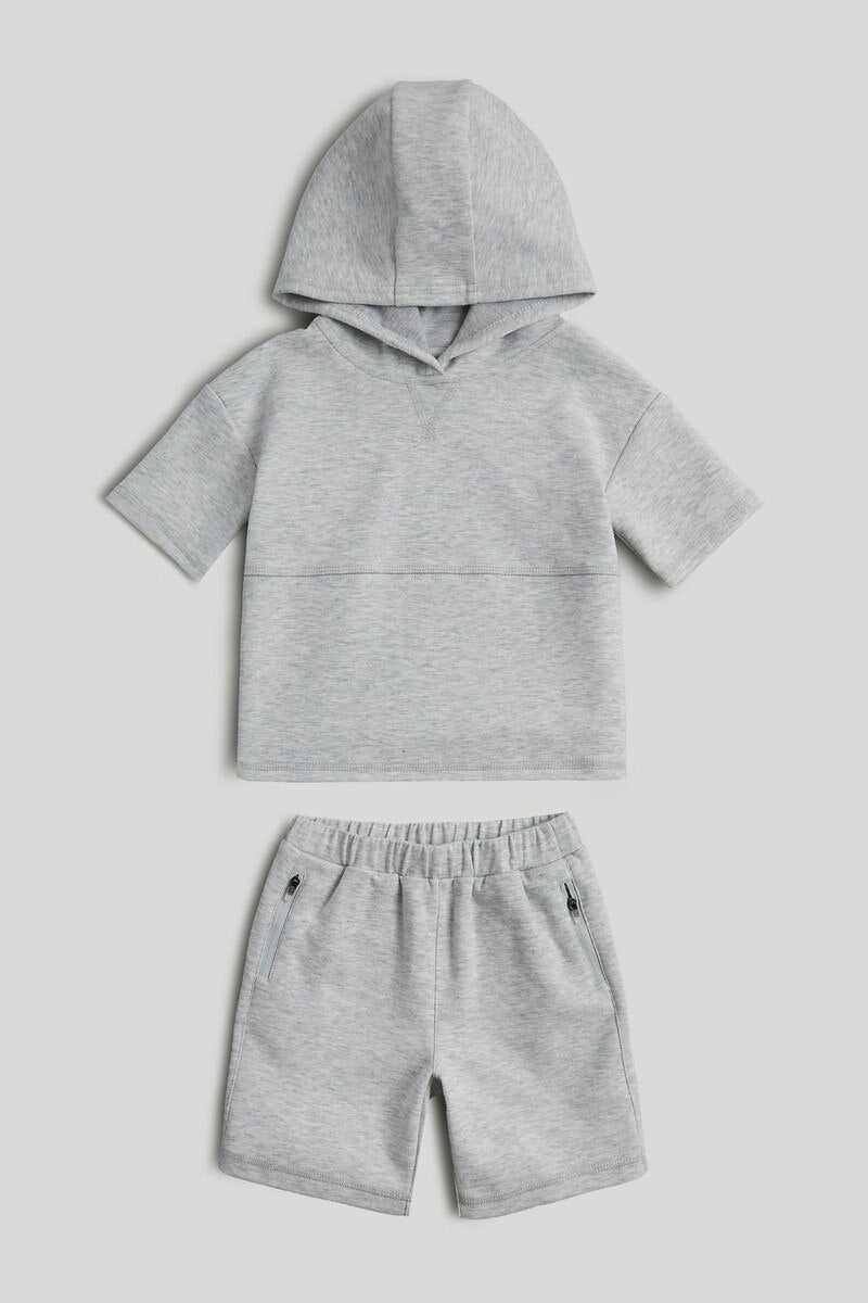 Grey Scuba Hoodie and Shorts Outfit
