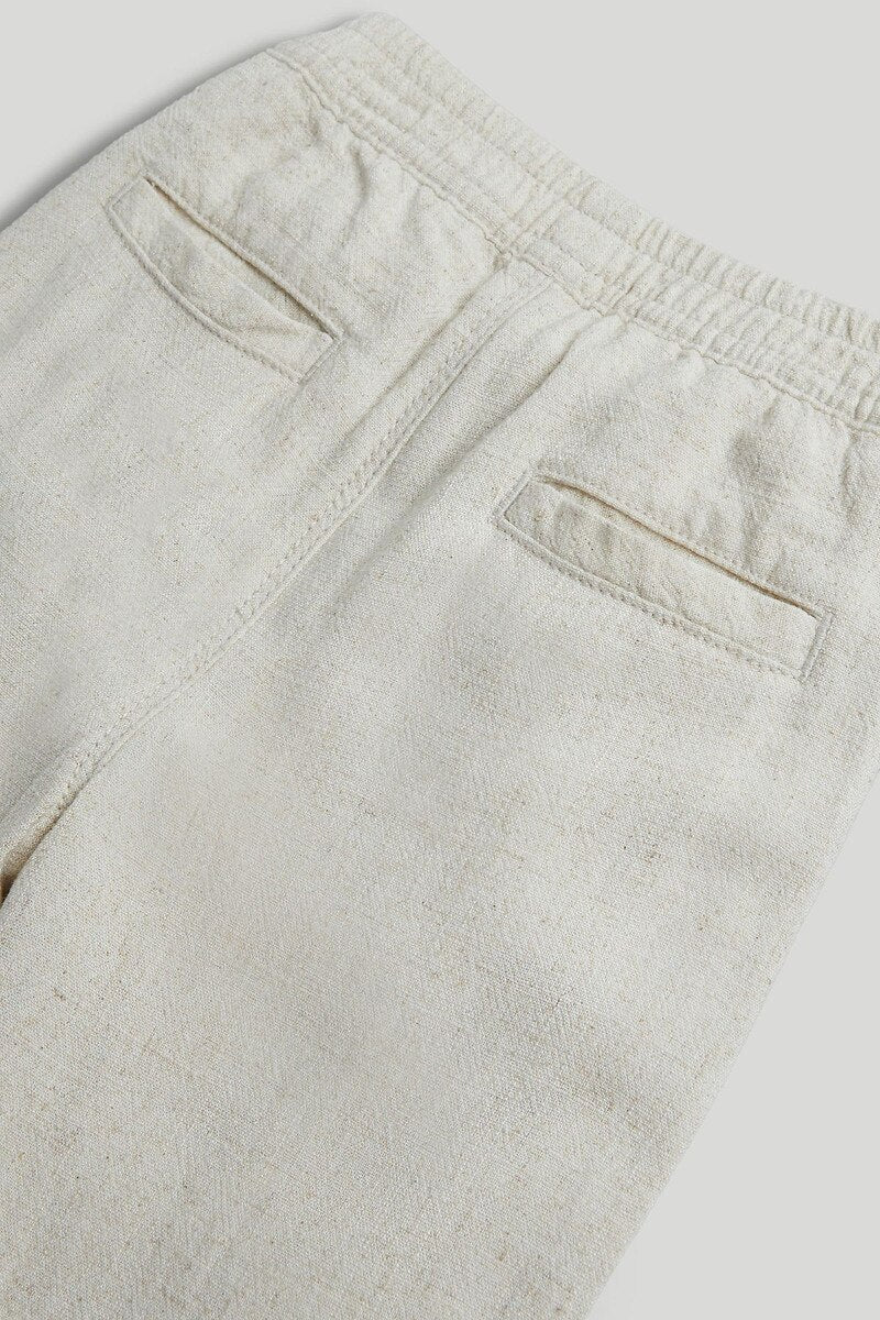 Beige Linen Blend Trousers