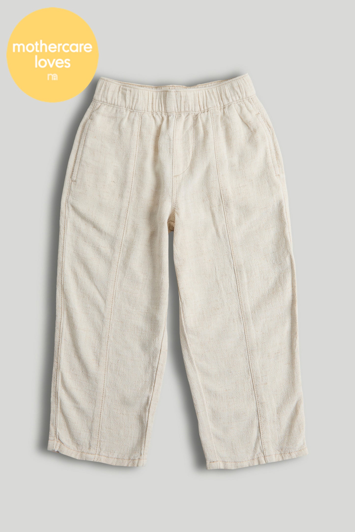 Beige Linen Blend Trousers