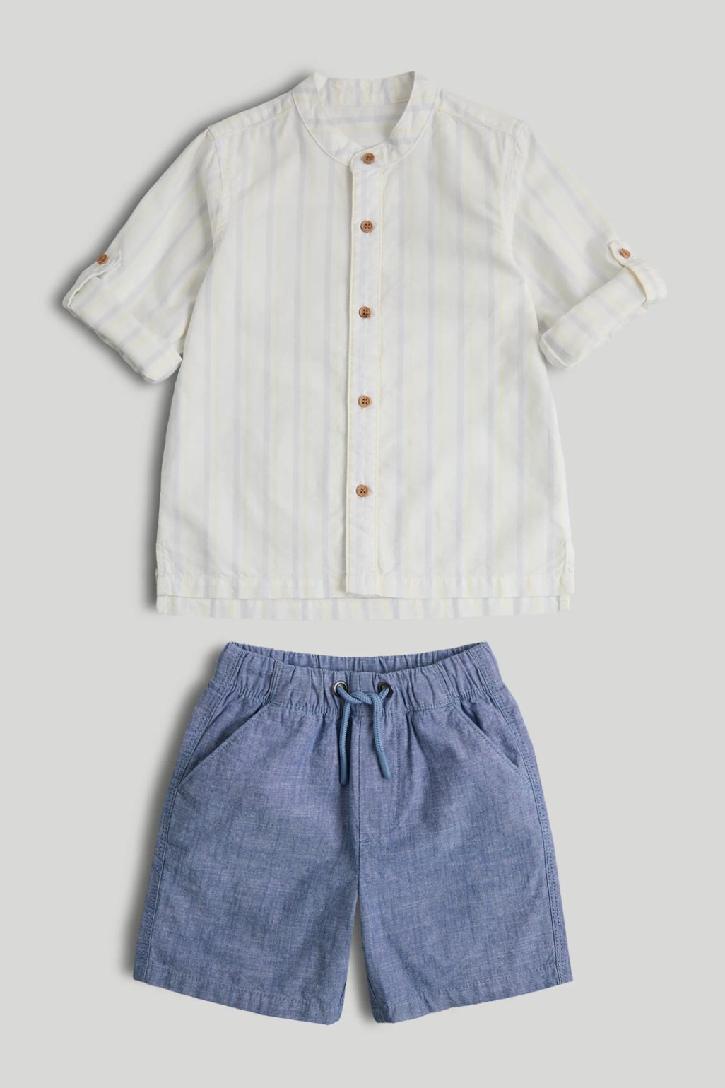Striped Grandad Shirt and Shorts Outfit