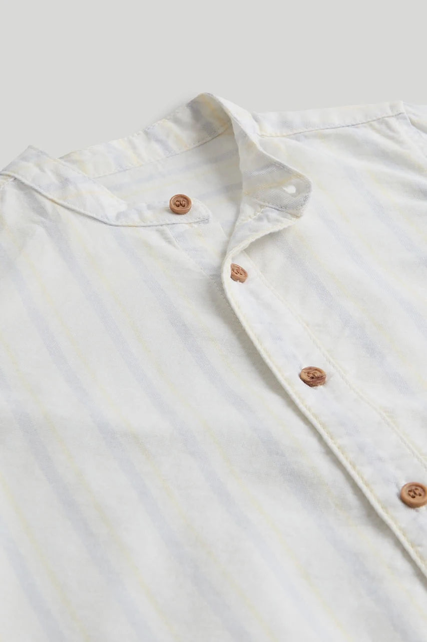 Striped Grandad Shirt and Shorts Outfit