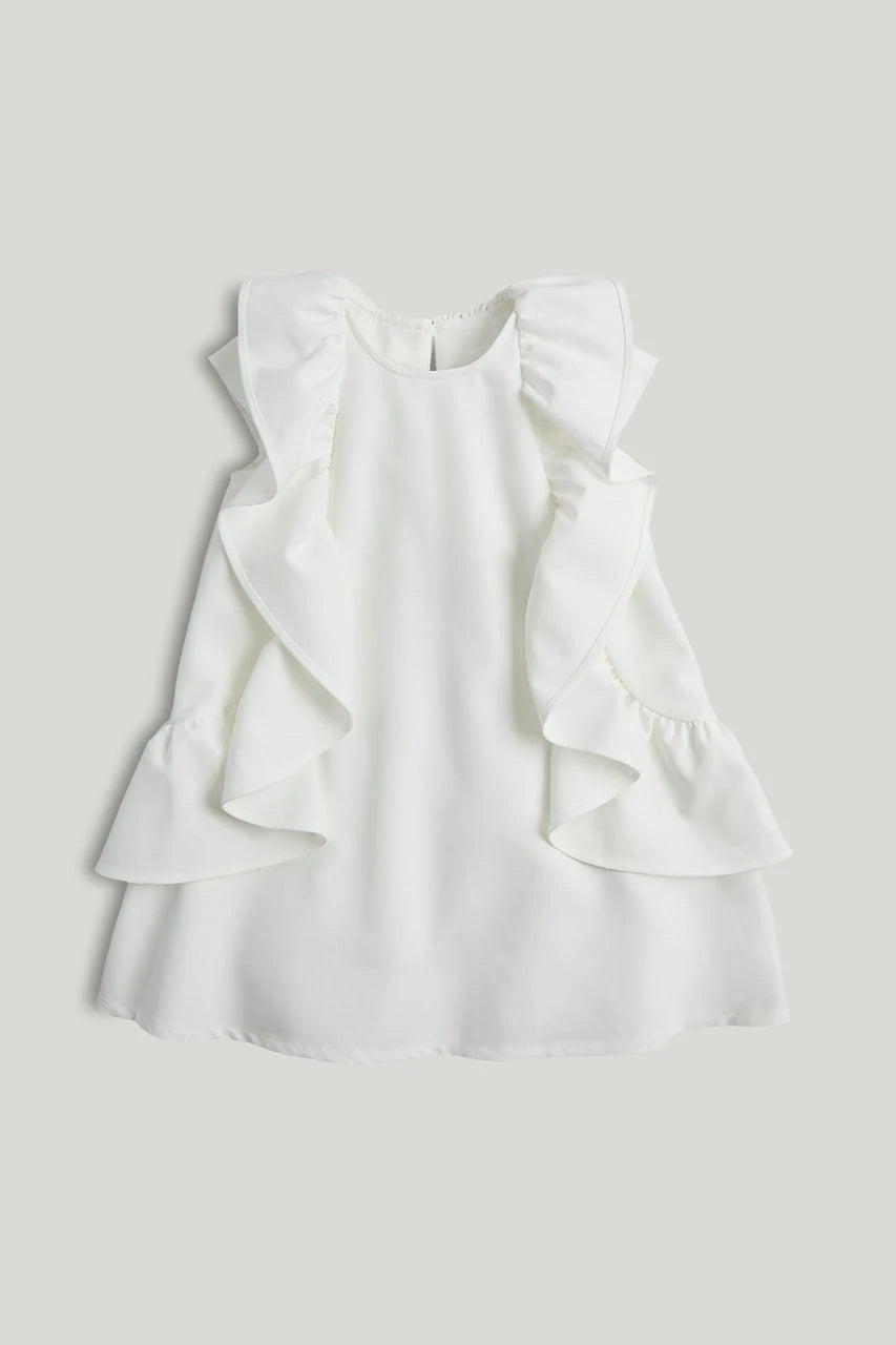 White Flutter Occasion Dress