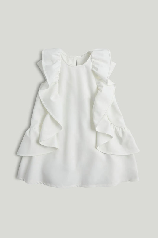 White Flutter Occasion Dress