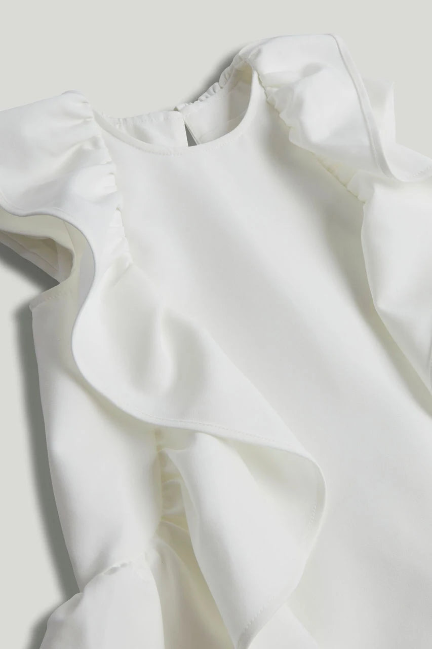 White Flutter Occasion Dress