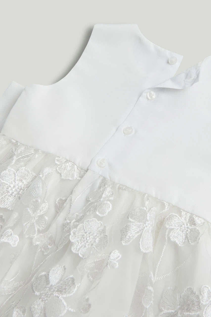 White Lace Bow Occasion Dress