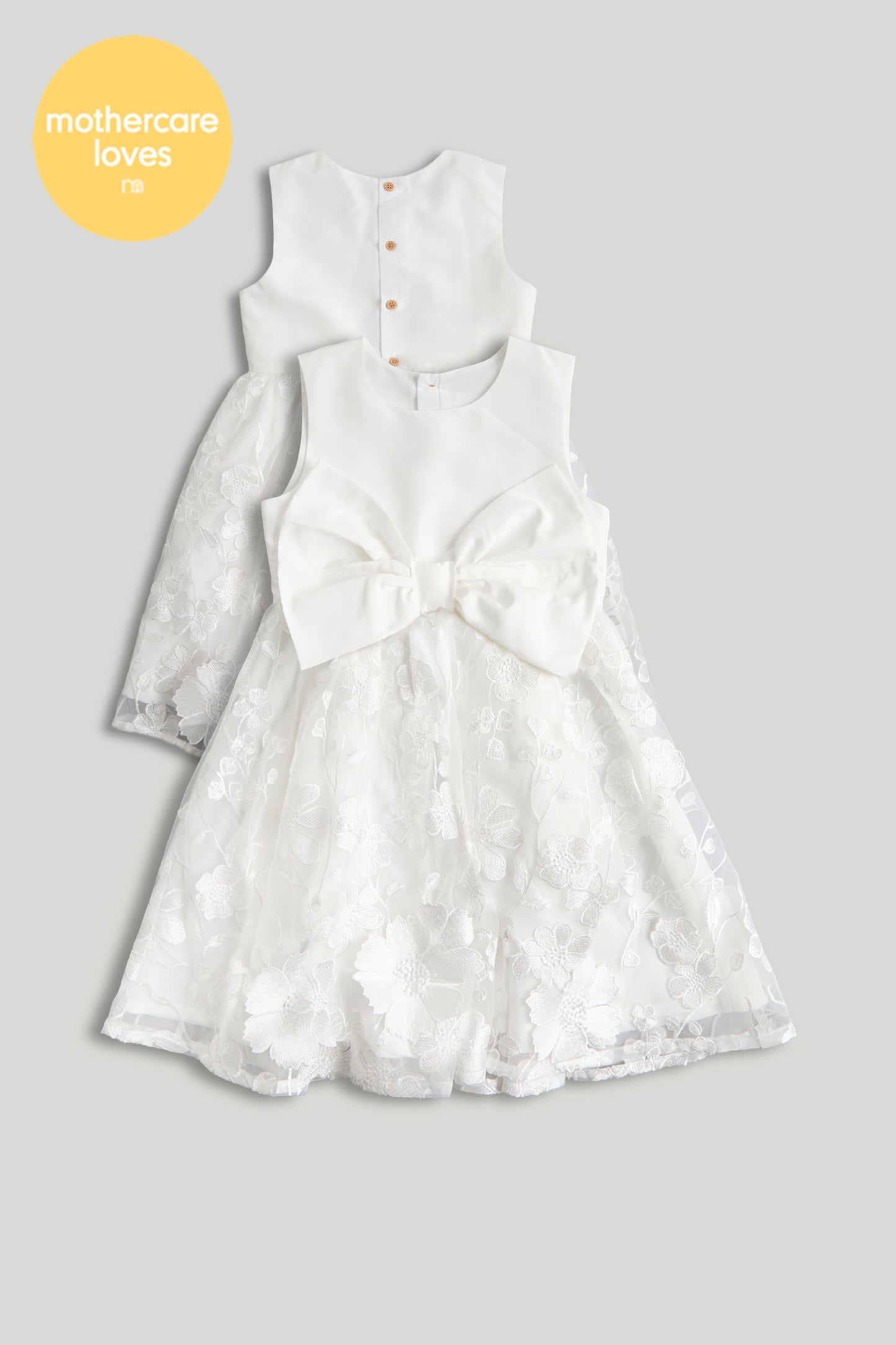 White Lace Bow Occasion Dress