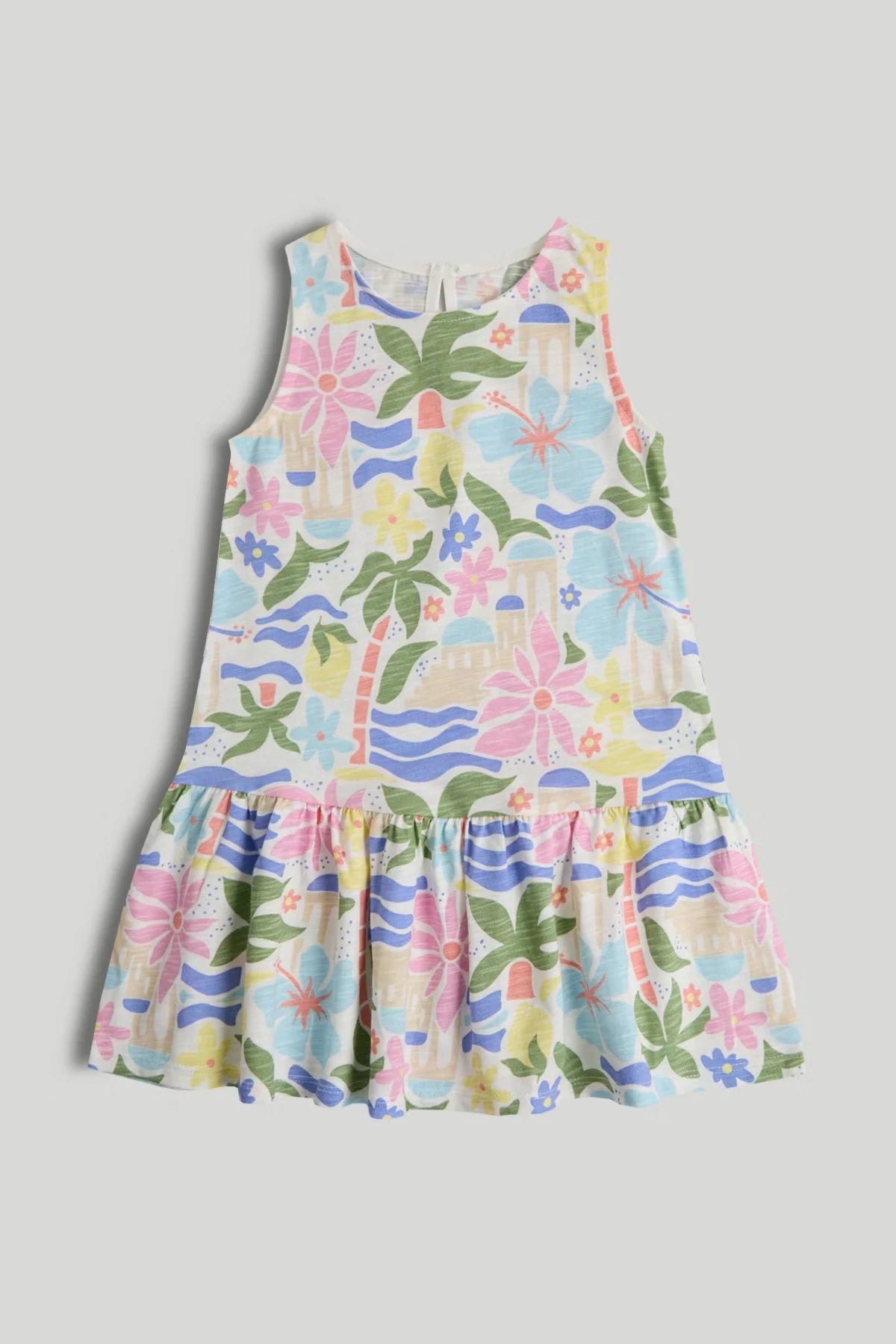 Tropical Print Jersey Dress