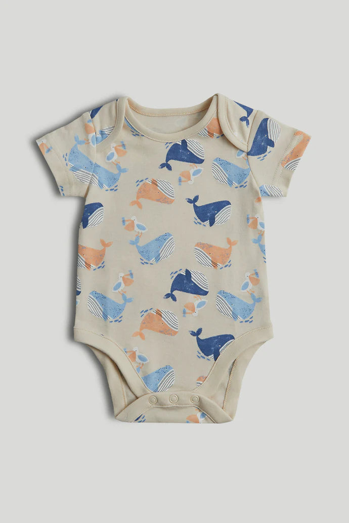 5 Pack Whales Short-Sleeved Bodysuits
