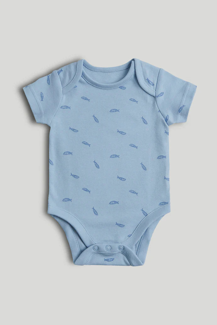 5 Pack Whales Short-Sleeved Bodysuits