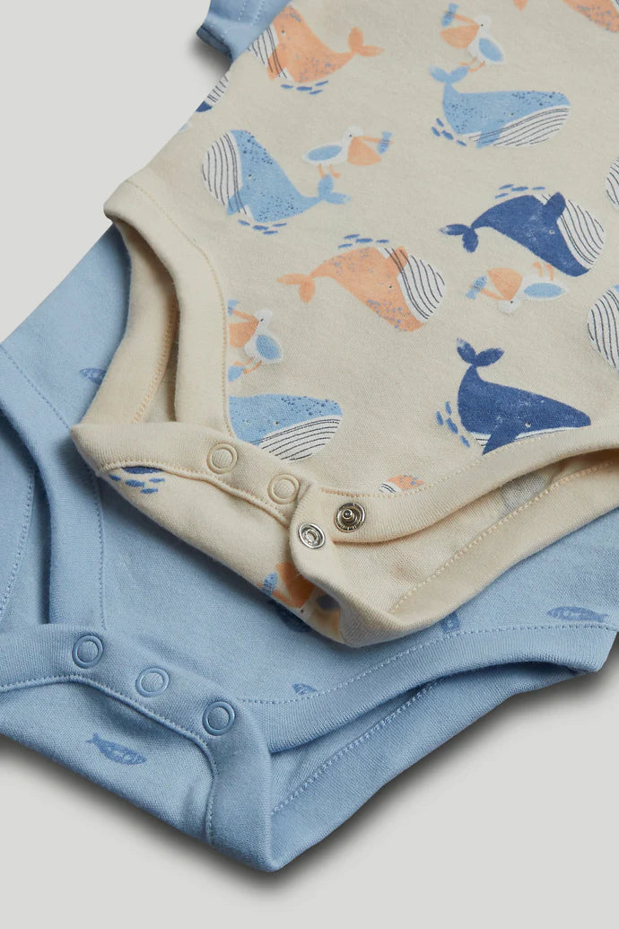 5 Pack Whales Short-Sleeved Bodysuits