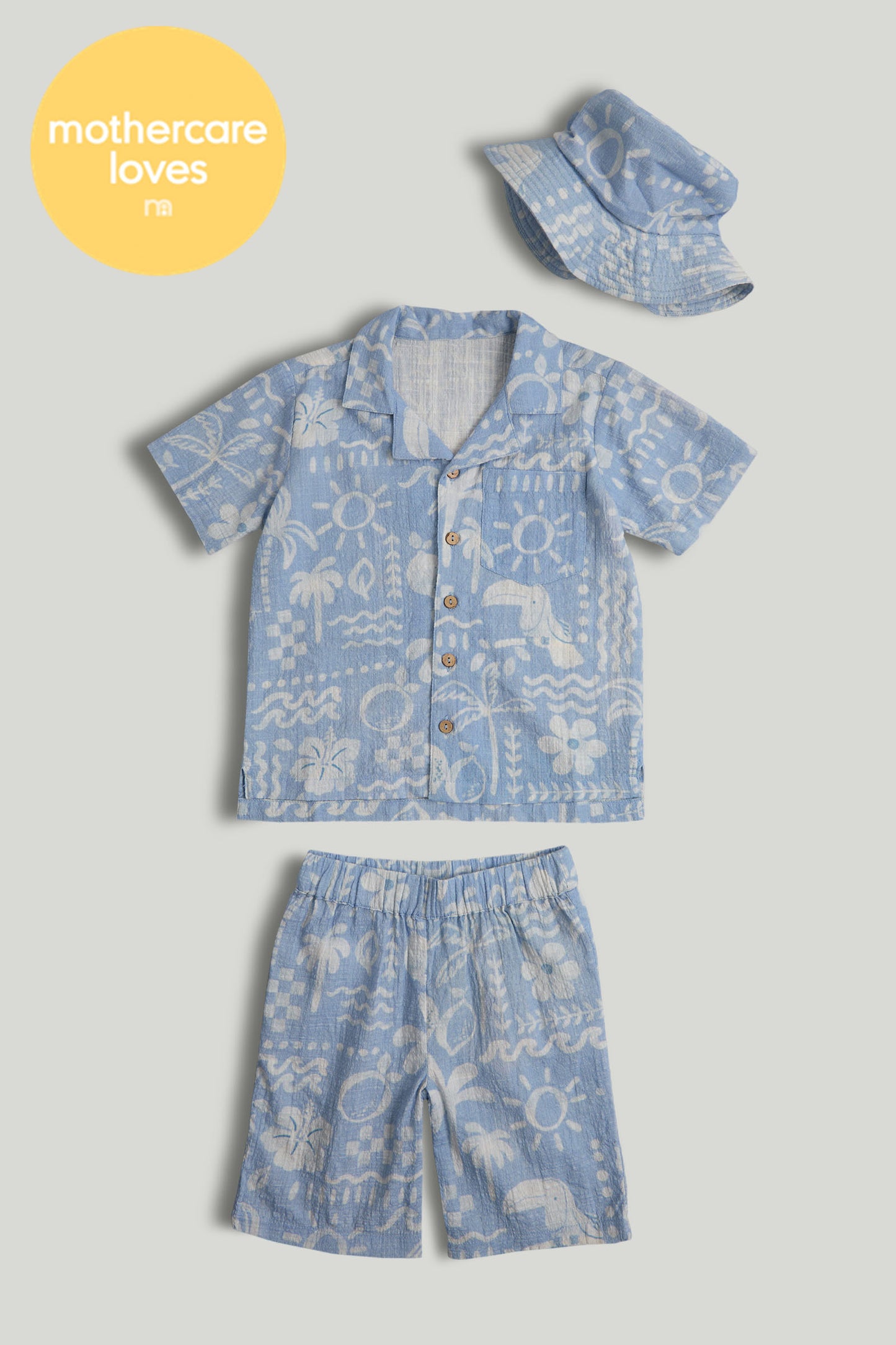 Blue Shirt, Shorts and Hat Outfit
