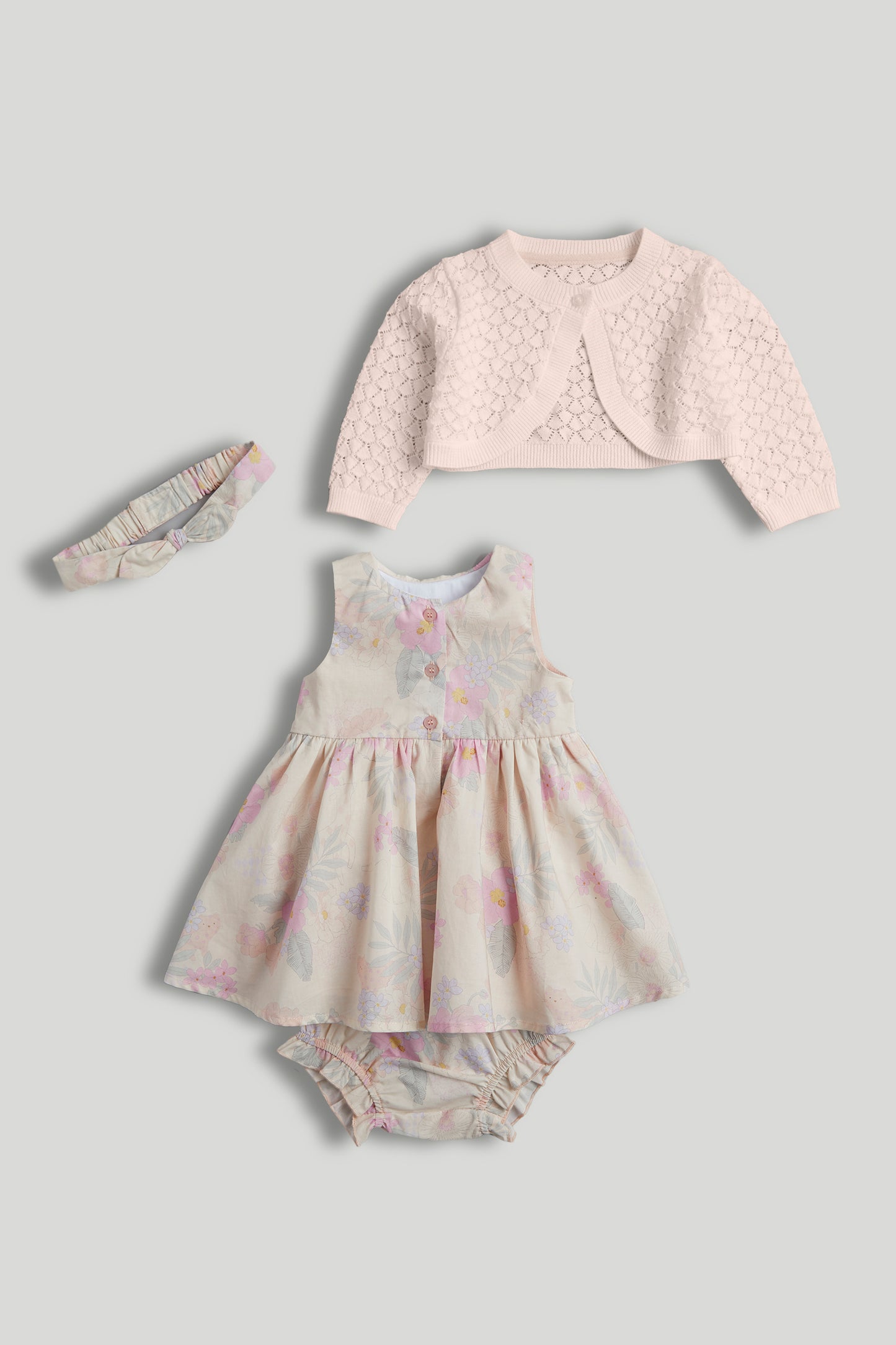 Floral Dress, Cardigan And Headband Outfit