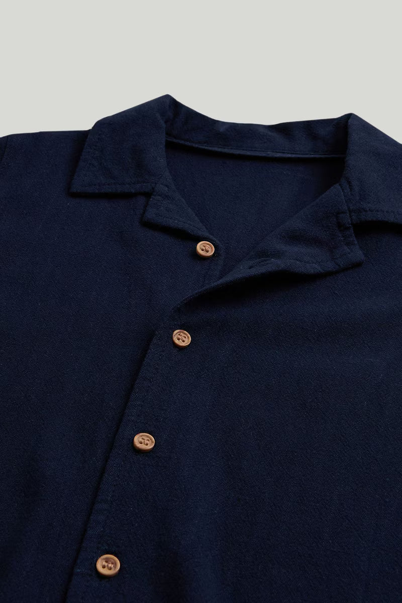 Navy Linen Blend Shirt