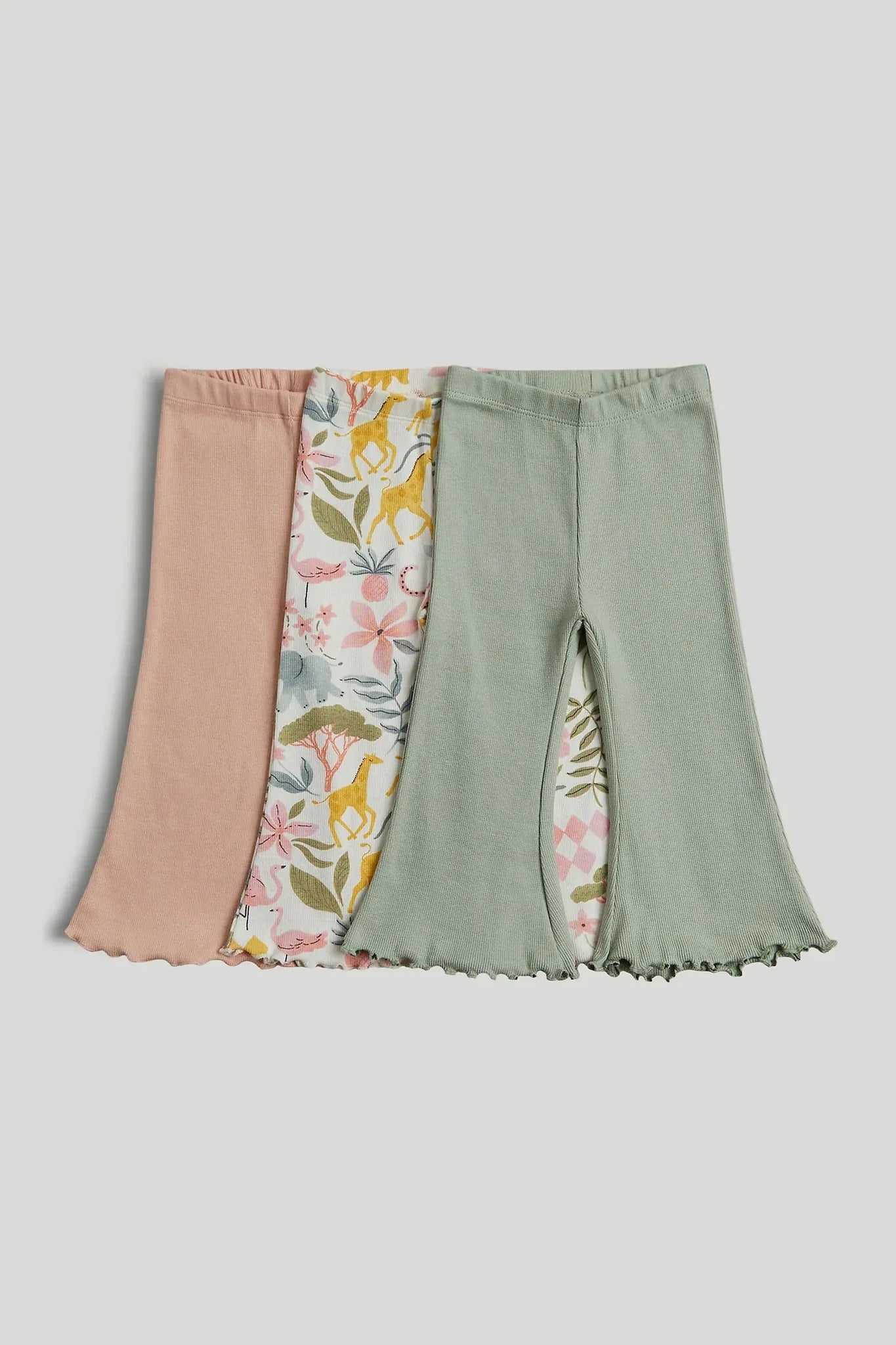 3 Pack Ribbed Flared Leggings