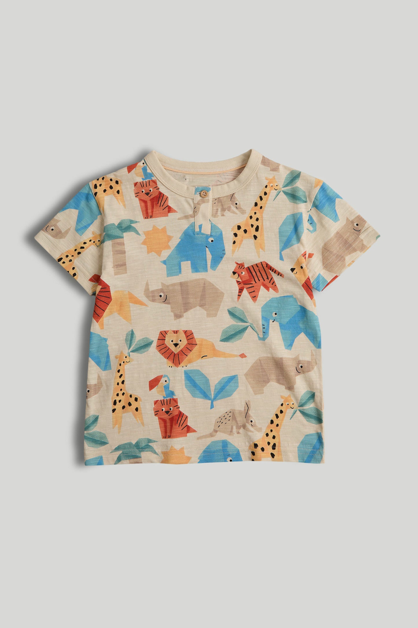 Ecru Animal Henley T-Shirt