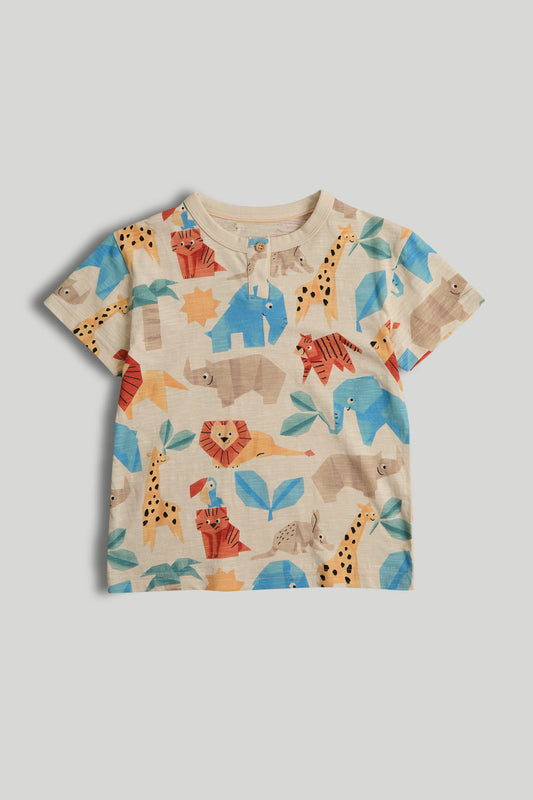 Ecru Animal Henley T-Shirt