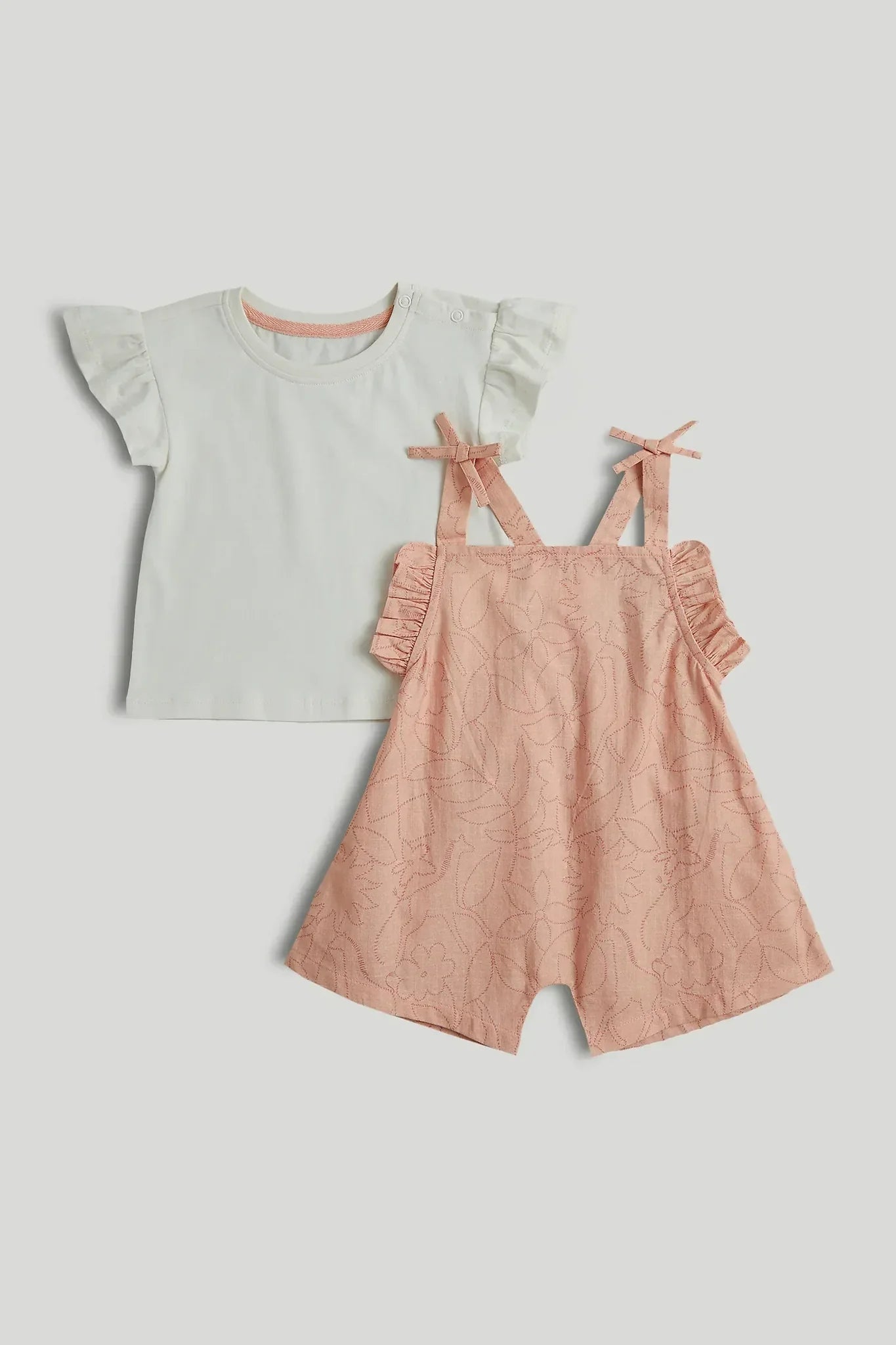 Peach Dungarees and T-Shirt Outfit