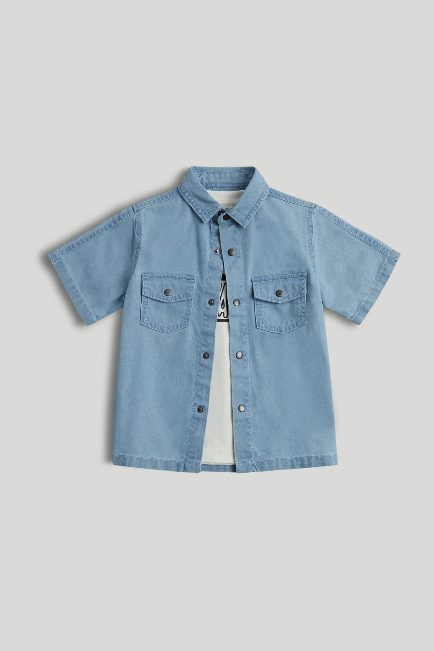 Denim Shirt and T-Shirt Set
