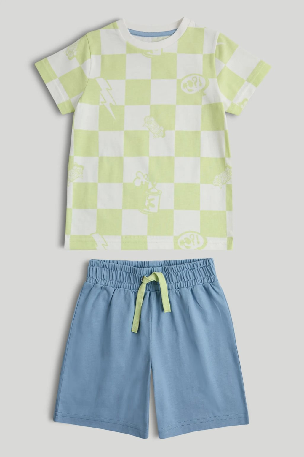 Checkerboard T-Shirt and Shorts Outfit