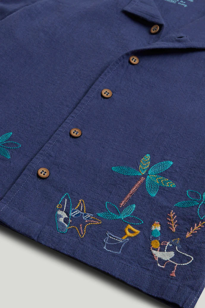 Blue Embroidered Shirt