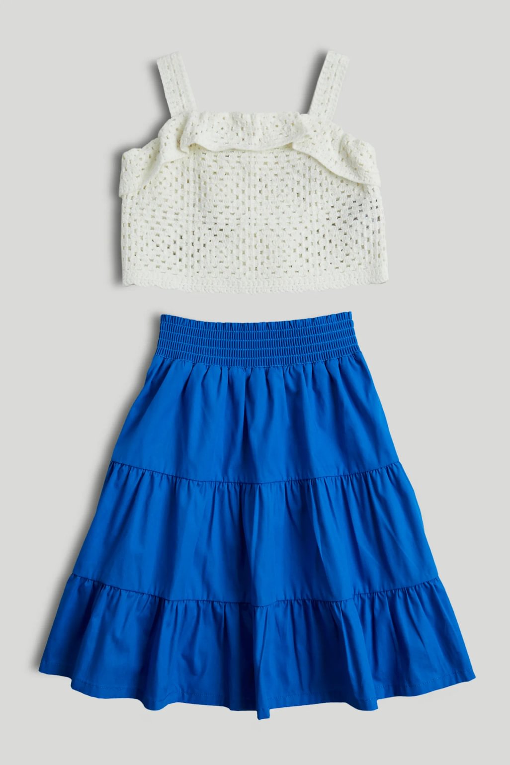 Blue Crochet Top and Maxi Skirt Outfit