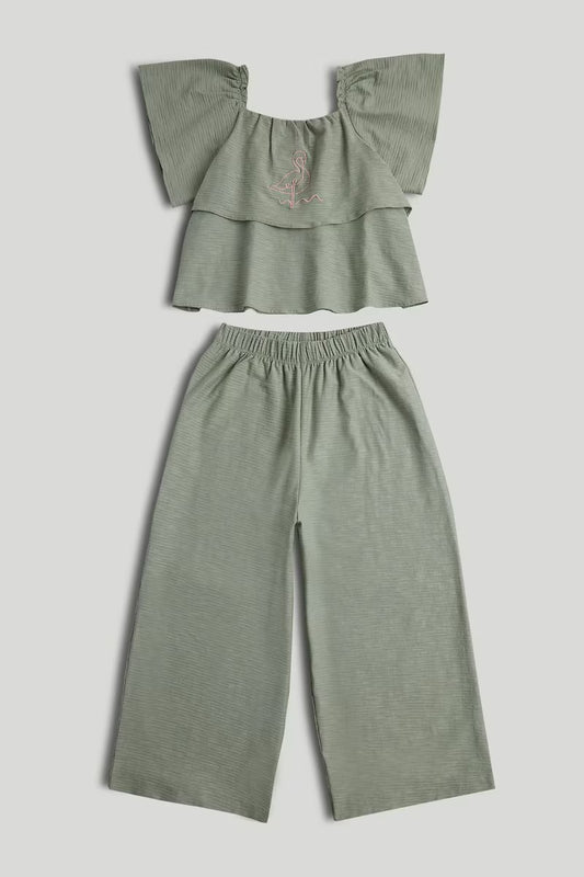 Green Top and Trousers Outfit