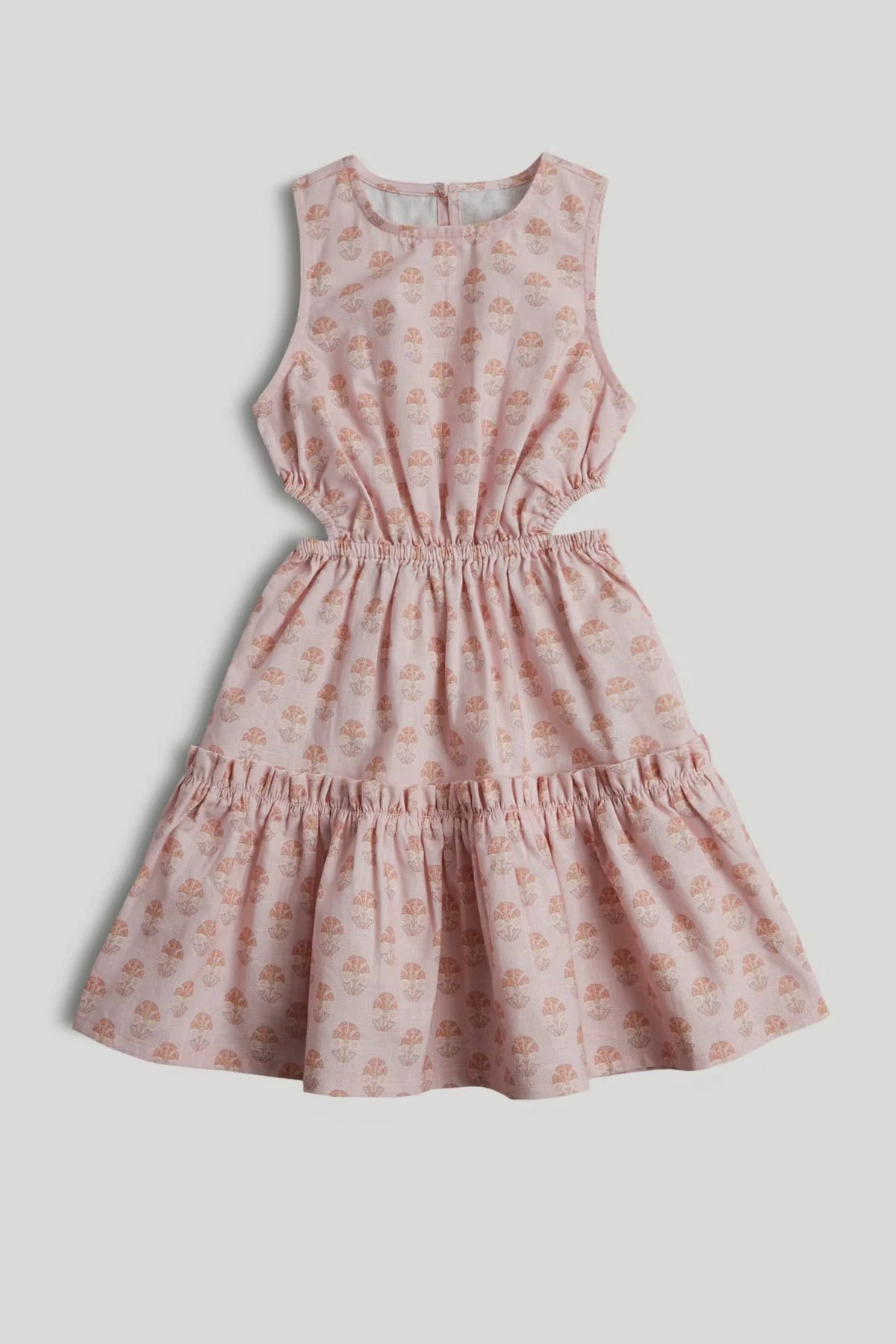 Pink Cut Out Waist Midi Dress