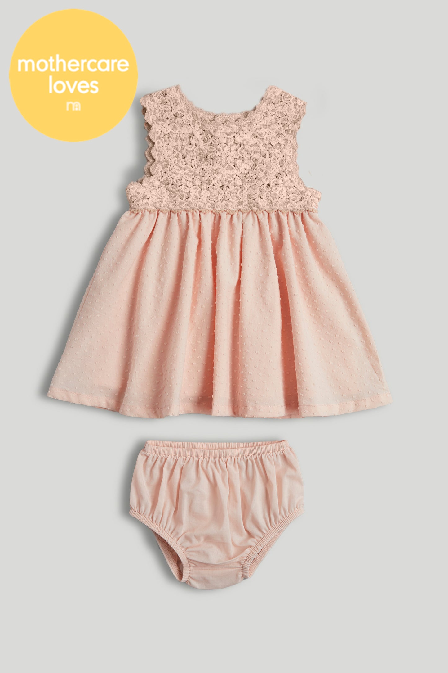 Pink Crochet Dress And Knickers Outfit
