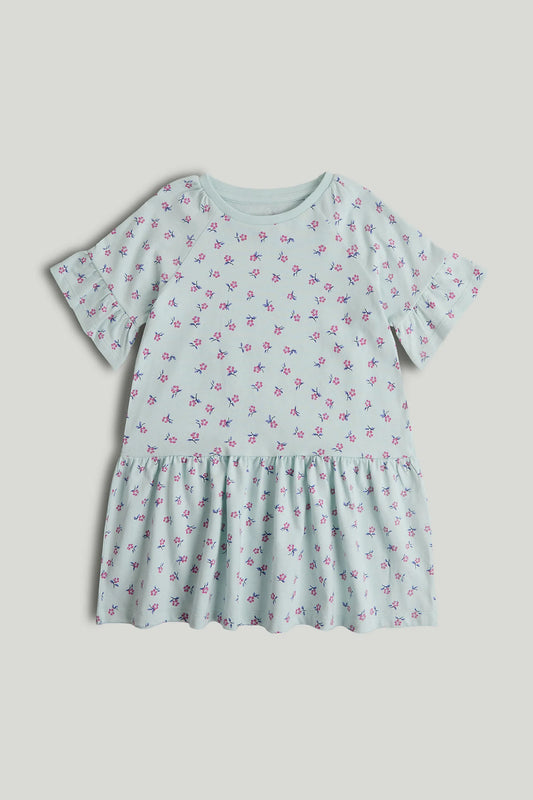 Blue Floral Jersey Dress