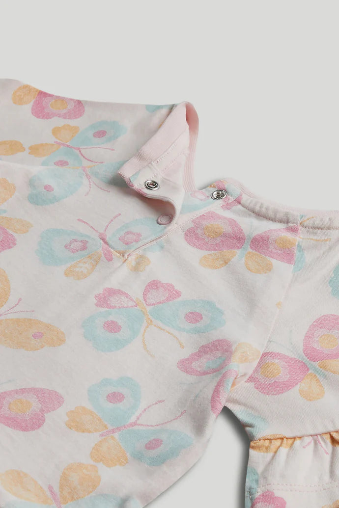 Pink Butterfly Jersey Dress