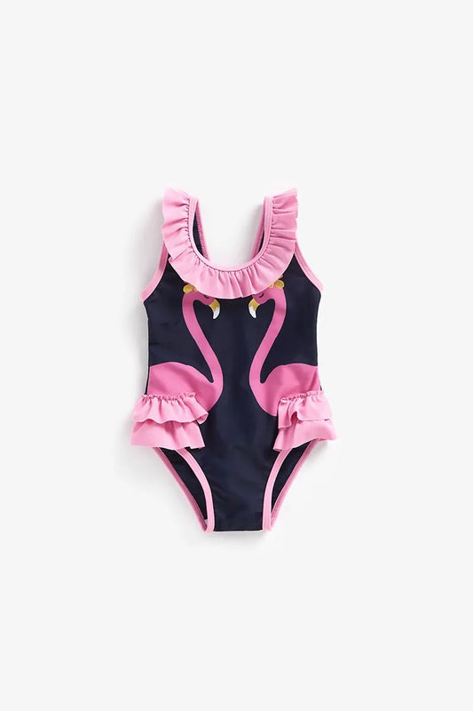 Flamingo Frill Swimsuit - Navy Pink