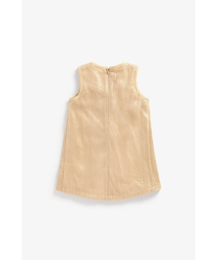 Sparkly Sleeveless Gold & Cream Dress