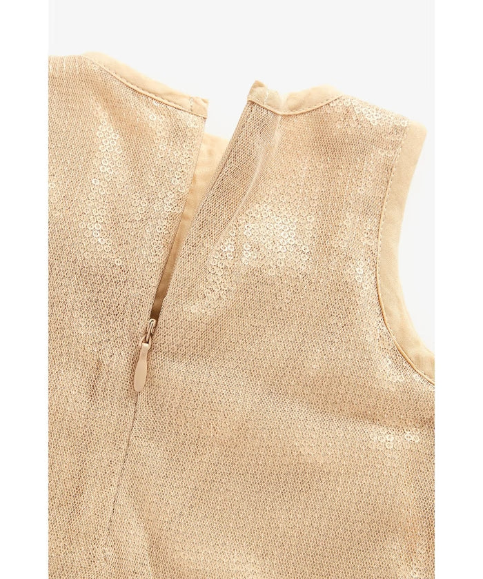 Sparkly Sleeveless Gold & Cream Dress