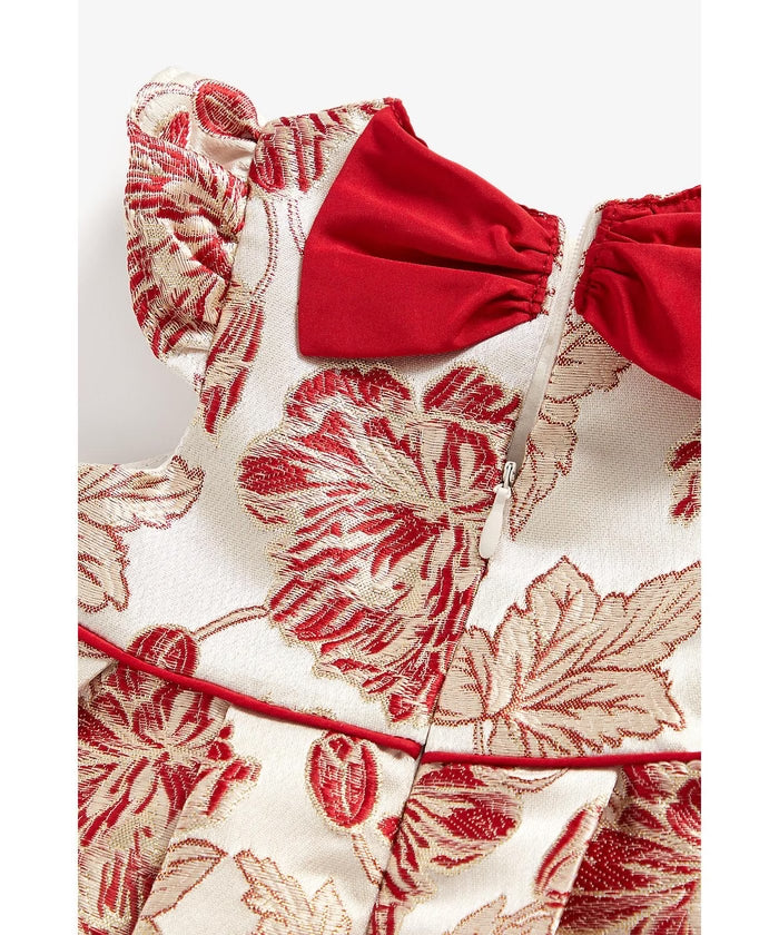 Sleeveless A-Line Dress in Red Floral