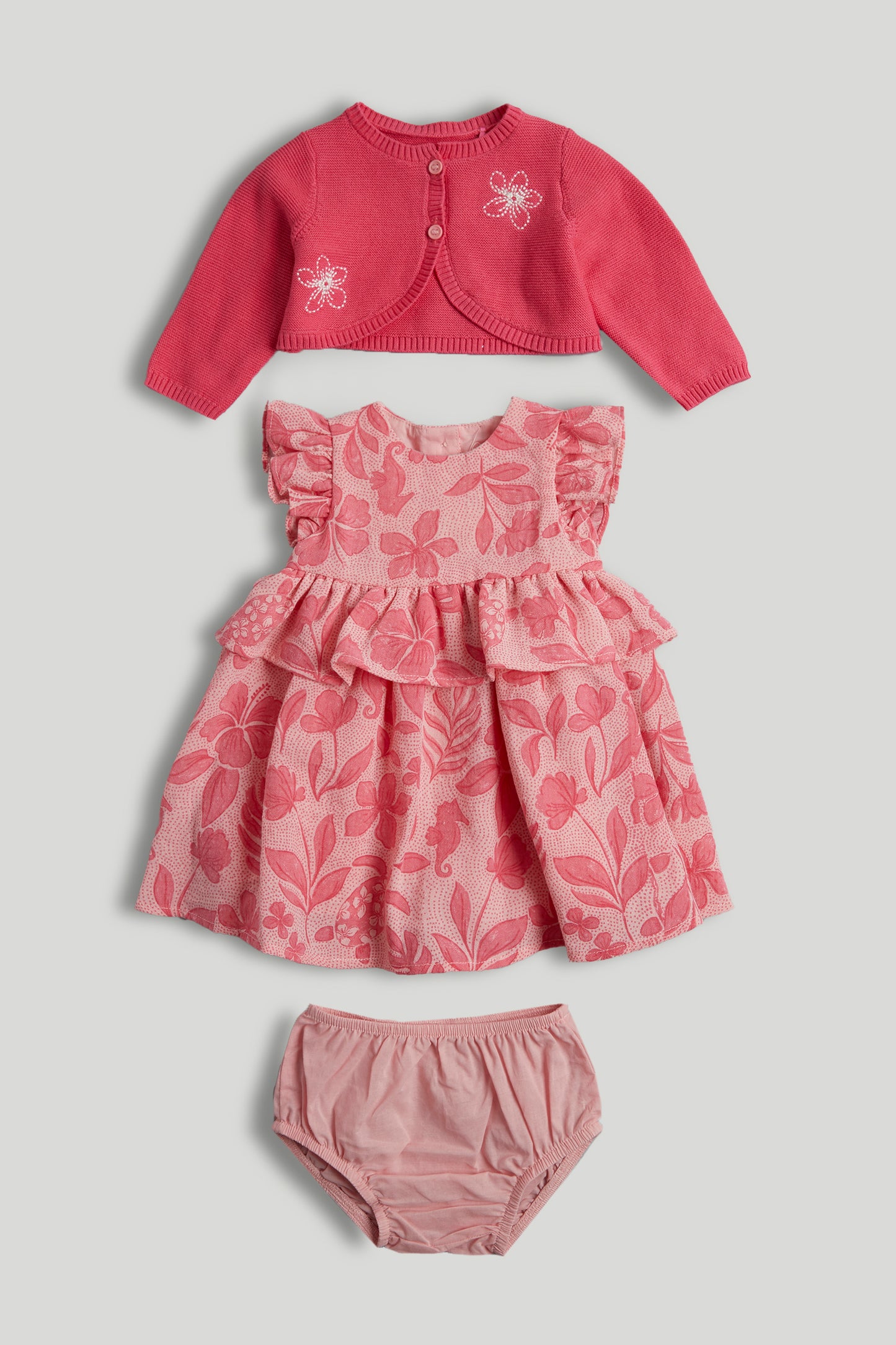 Pink Dress, Knickers And Cardigan Outfit