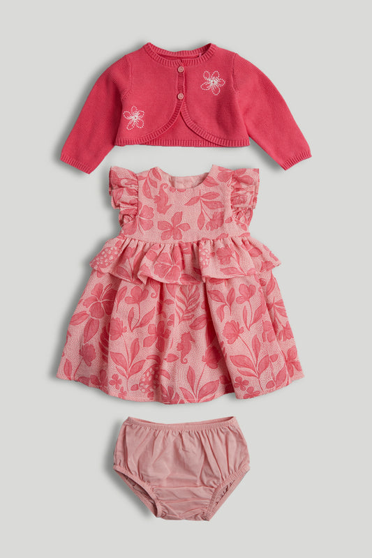 Pink Dress, Knickers And Cardigan Outfit