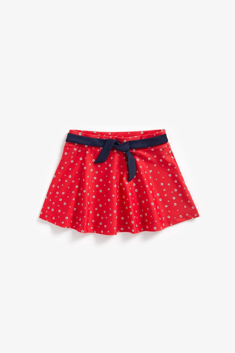 Red Floral Swim Skirt