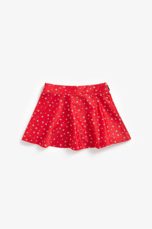 Red Floral Swim Skirt