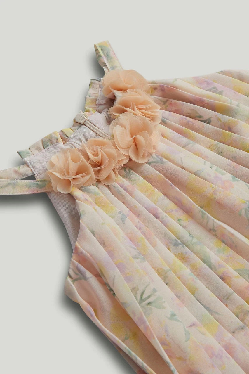 Pleated Floral Jumpsuit