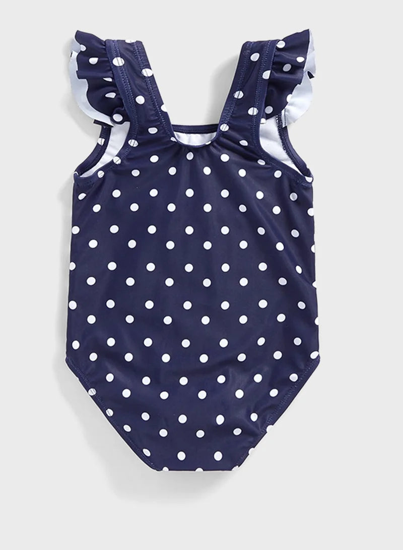 Swimsuit Decorated with Prints in Navy