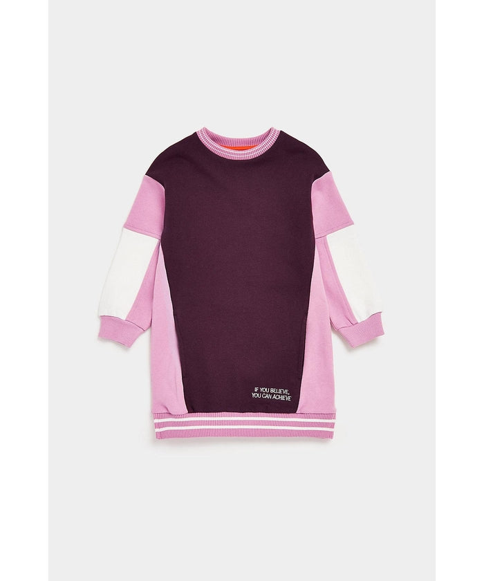 Colorblock Pattern Sweatshirt in Purple