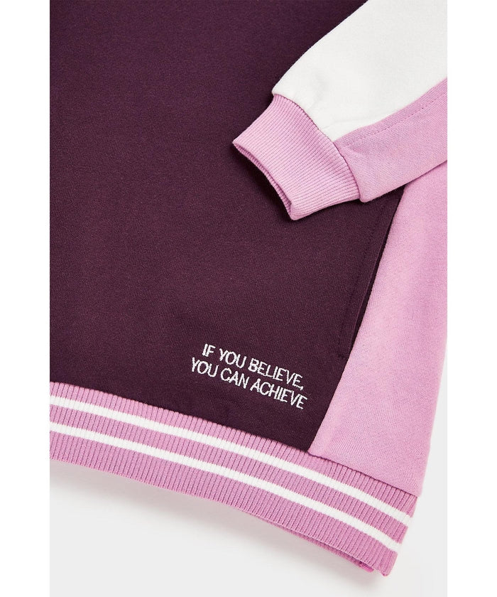 Colorblock Pattern Sweatshirt in Purple