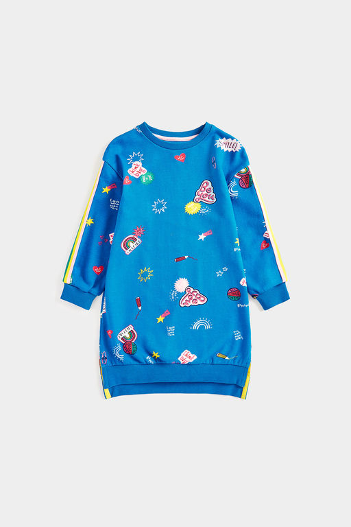 Blue Cotton Knit Sweat Dress
