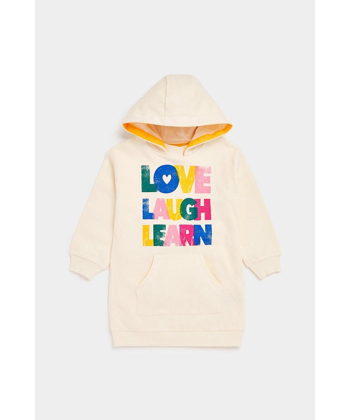 "Love Laugh Learn" Sweatshirt Dress w/Hood